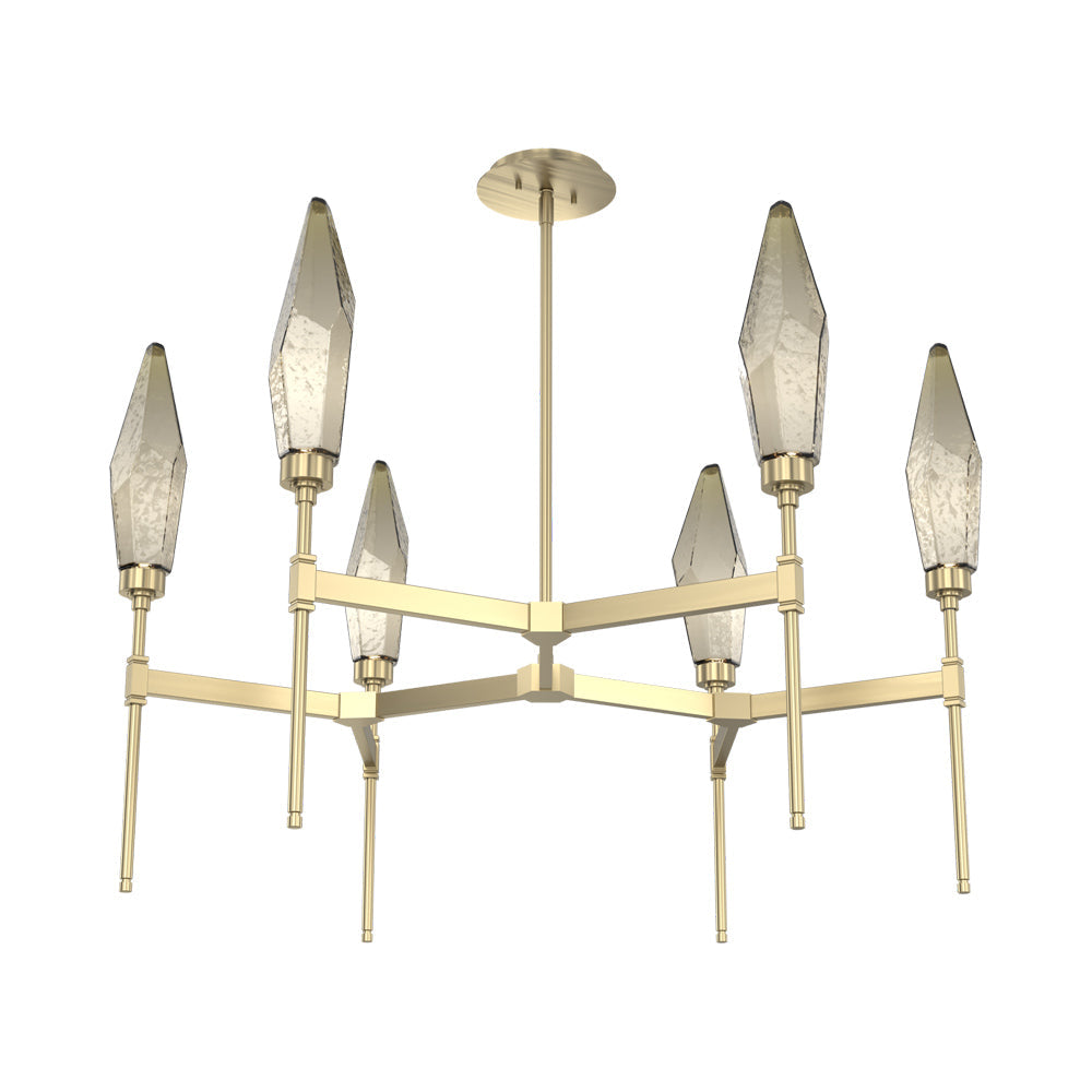 Rock Crystal Round Belvedere LED Chandelier in Heritage Brass/Bronze Blown Glass.