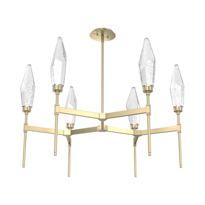 Rock Crystal Round Belvedere LED Chandelier in Heritage Brass/Clear Blown Glass.