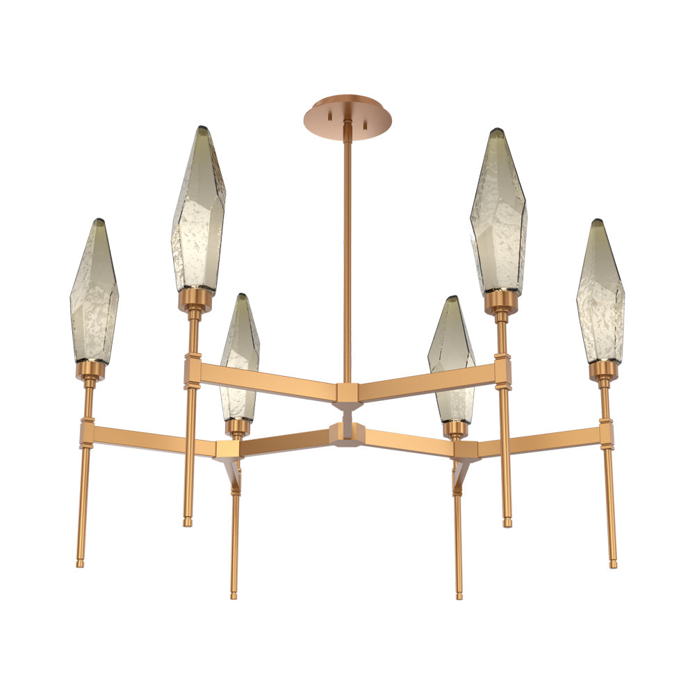 Rock Crystal Round Belvedere LED Chandelier in Novel Brass/Bronze Blown Glass.