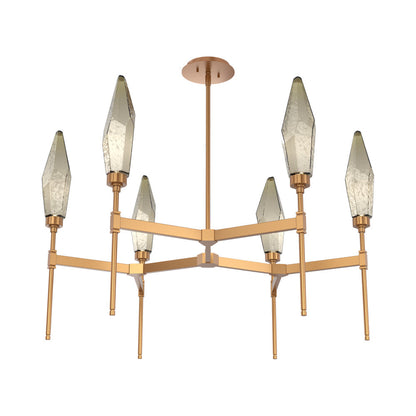 Rock Crystal Round Belvedere LED Chandelier in Novel Brass/Bronze Blown Glass.
