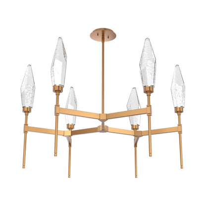 Rock Crystal Round Belvedere LED Chandelier in Novel Brass/Clear Blown Glass.