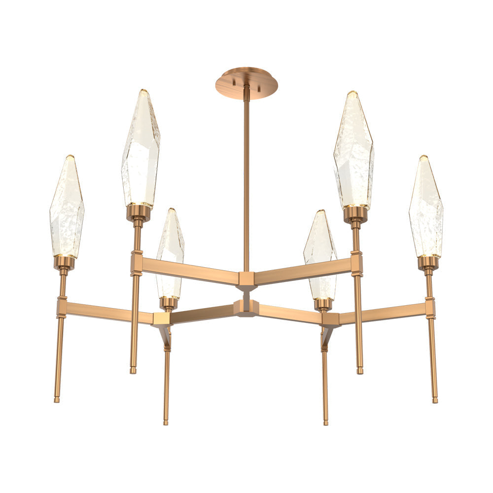 Rock Crystal Round Belvedere LED Chandelier in Oil Rubbed Bronze/Amber Blown Glass.