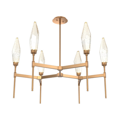 Rock Crystal Round Belvedere LED Chandelier in Oil Rubbed Bronze/Amber Blown Glass.