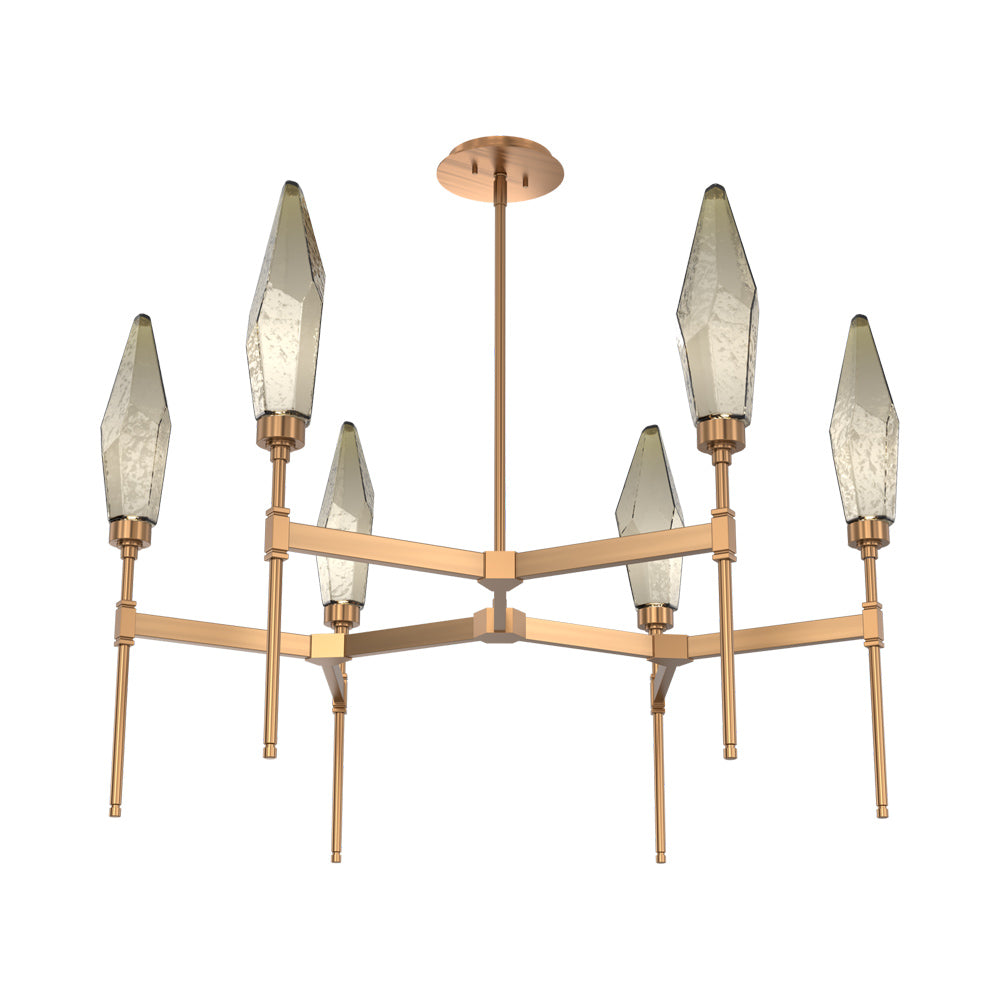 Rock Crystal Round Belvedere LED Chandelier in Oil Rubbed Bronze/Bronze Blown Glass.
