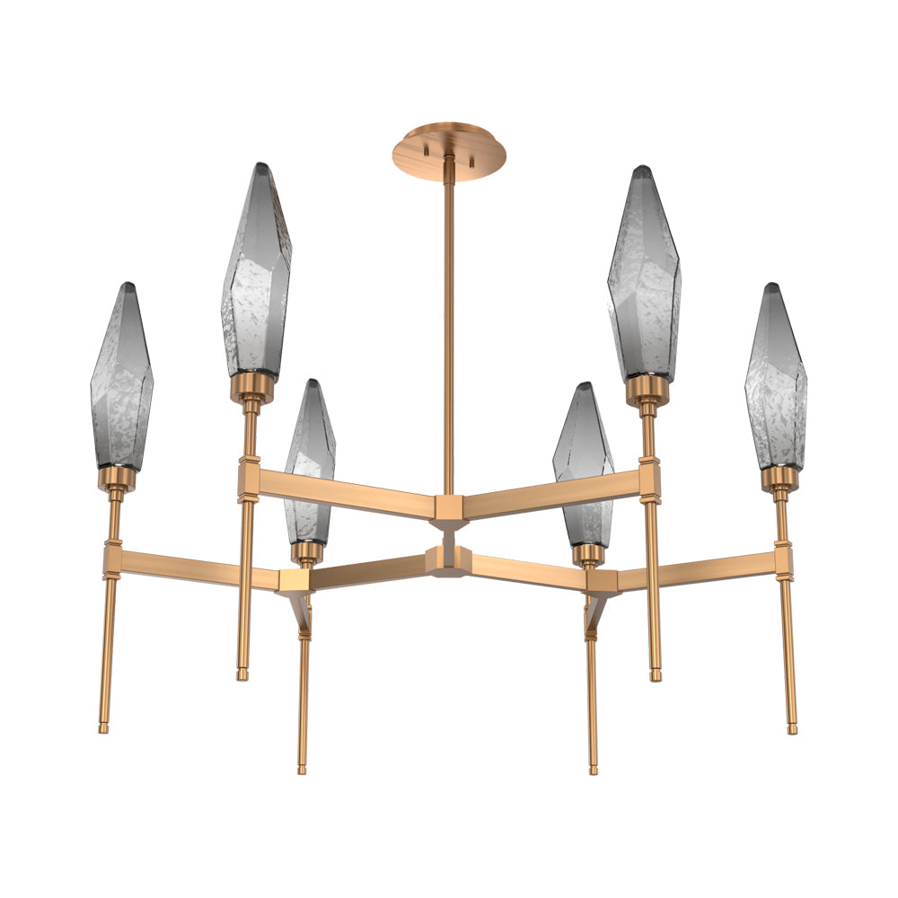 Rock Crystal Round Belvedere LED Chandelier in Oil Rubbed Bronze/Smoke Blown Glass.