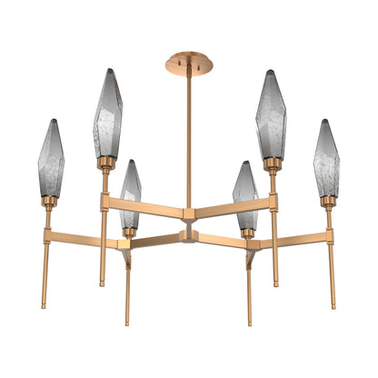 Rock Crystal Round Belvedere LED Chandelier in Oil Rubbed Bronze/Smoke Blown Glass.
