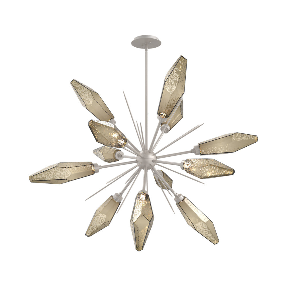 Rock Crystal Starburst LED Chandelier in Beige Silver/Bronze Blown Glass (37.7-Inch).