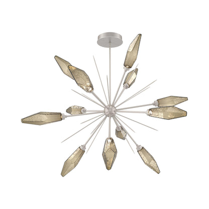 Rock Crystal Starburst LED Chandelier in Beige Silver/Bronze Blown Glass (49.4-Inch).