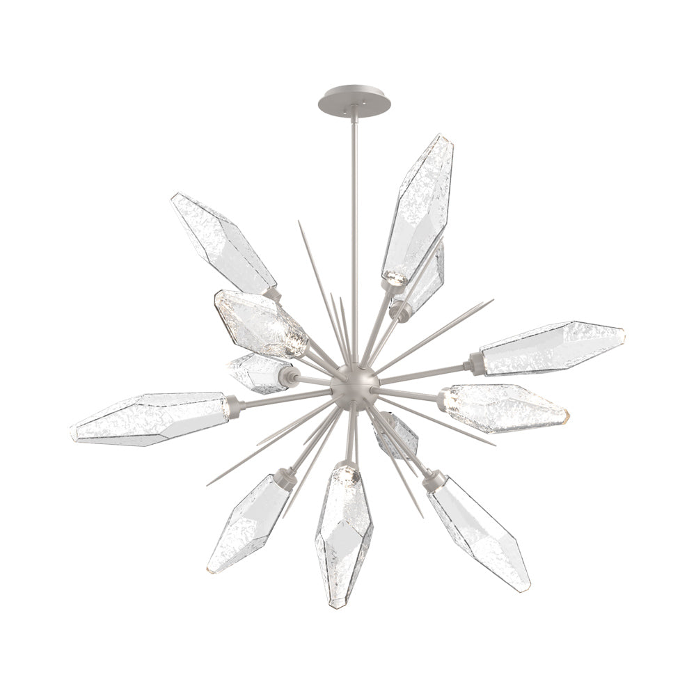 Rock Crystal Starburst LED Chandelier in Beige Silver/Clear Blown Glass (37.7-Inch).