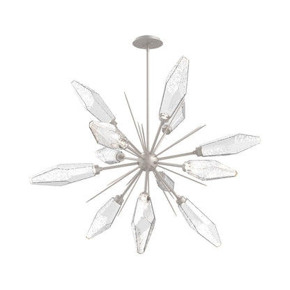 Rock Crystal Starburst LED Chandelier in Beige Silver/Clear Blown Glass (37.7-Inch).