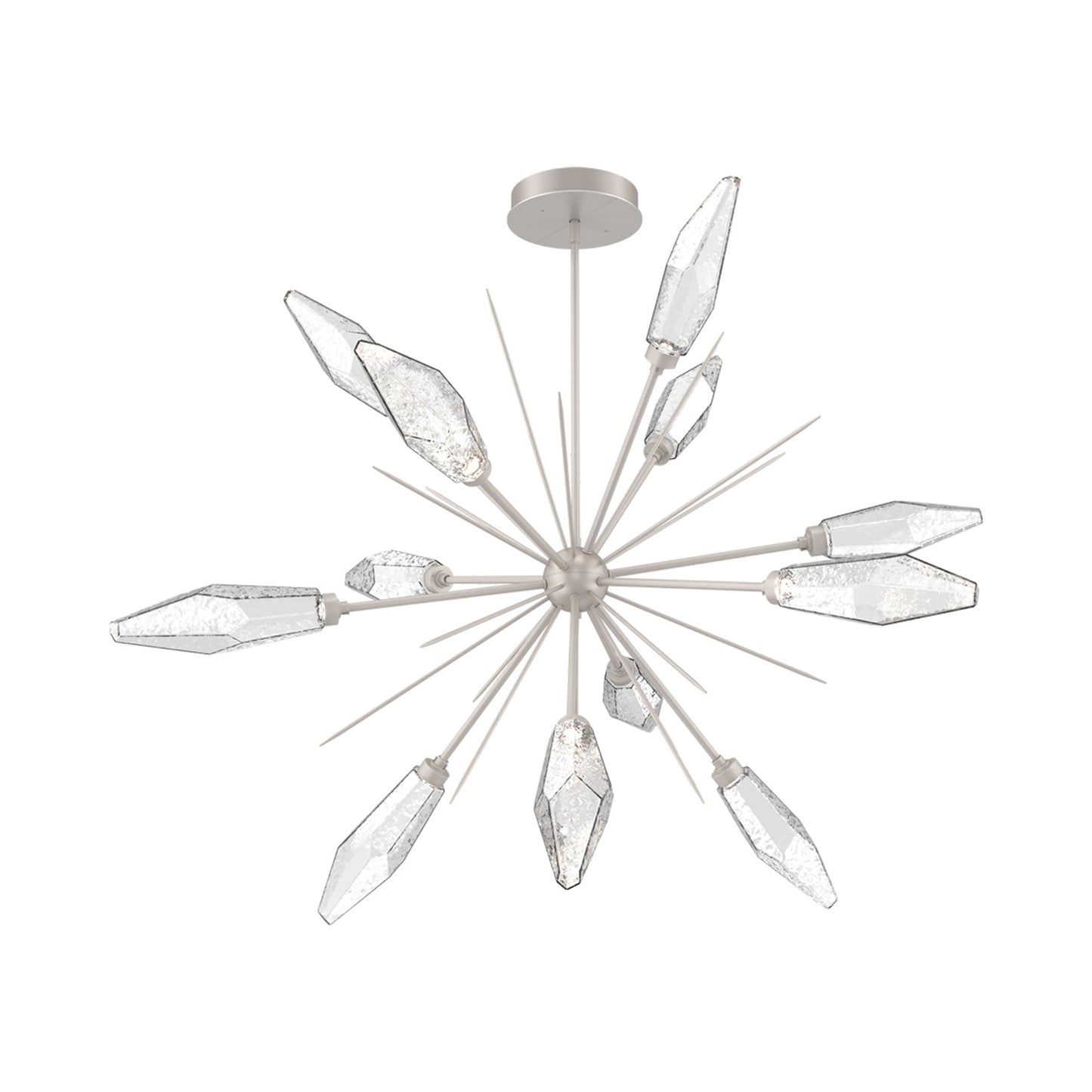 Rock Crystal Starburst LED Chandelier in Beige Silver/Clear Blown Glass (49.4-Inch).