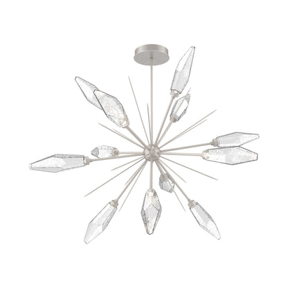 Rock Crystal Starburst LED Chandelier in Beige Silver/Clear Blown Glass (49.4-Inch).