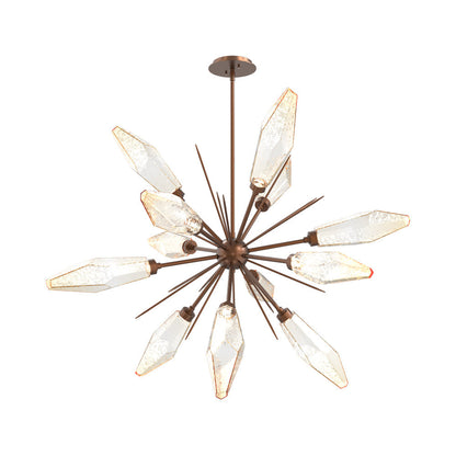 Rock Crystal Starburst LED Chandelier in Burnished Bronze/Amber Blown Glass (37.7-Inch).