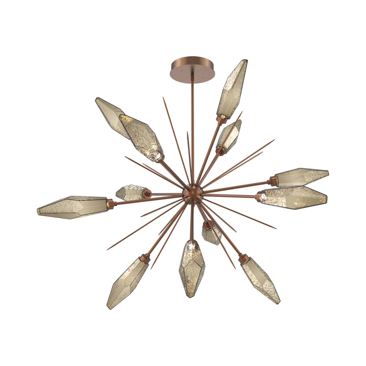 Rock Crystal Starburst LED Chandelier in Burnished Bronze/Bronze Blown Glass (49.4-Inch).