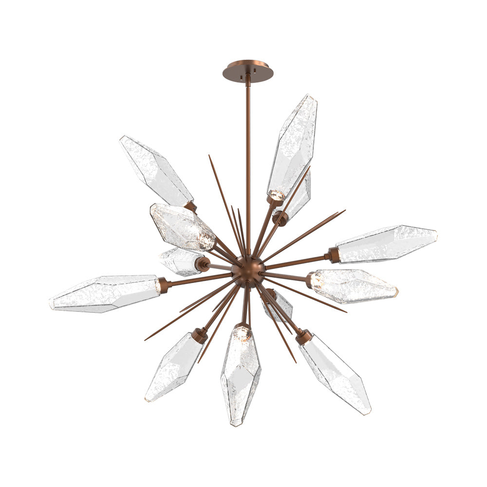 Rock Crystal Starburst LED Chandelier in Burnished Bronze/Clear Blown Glass (37.7-Inch).