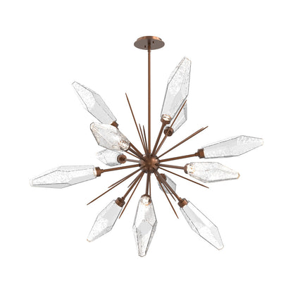 Rock Crystal Starburst LED Chandelier in Burnished Bronze/Clear Blown Glass (37.7-Inch).