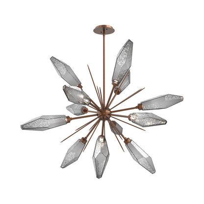 Rock Crystal Starburst LED Chandelier in Burnished Bronze/Smoke Blown Glass (37.7-Inch).