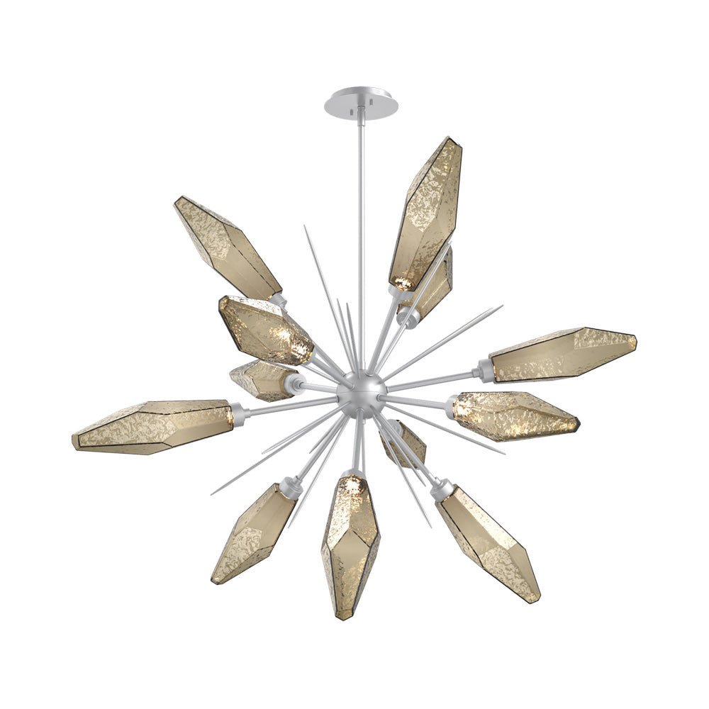 Rock Crystal Starburst LED Chandelier in Classic Silver/Bronze Blown Glass (37.7-Inch).
