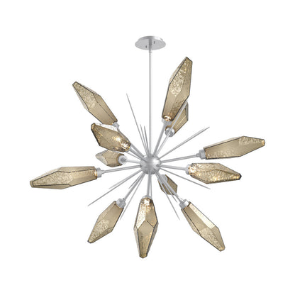 Rock Crystal Starburst LED Chandelier in Classic Silver/Bronze Blown Glass (37.7-Inch).