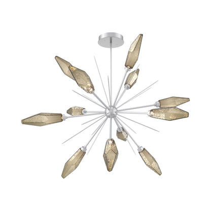 Rock Crystal Starburst LED Chandelier in Classic Silver/Bronze Blown Glass (49.4-Inch).