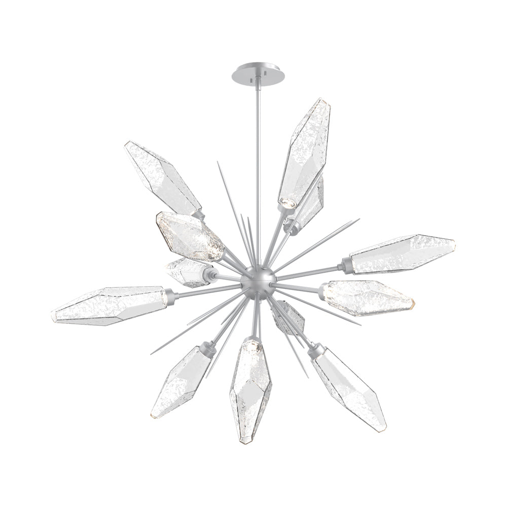 Rock Crystal Starburst LED Chandelier in Classic Silver/Clear Blown Glass (37.7-Inch).