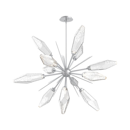 Rock Crystal Starburst LED Chandelier in Classic Silver/Clear Blown Glass (37.7-Inch).