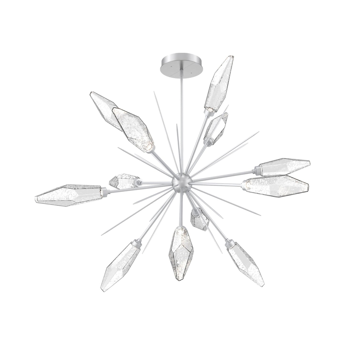 Rock Crystal Starburst LED Chandelier in Classic Silver/Clear Blown Glass (49.4-Inch).