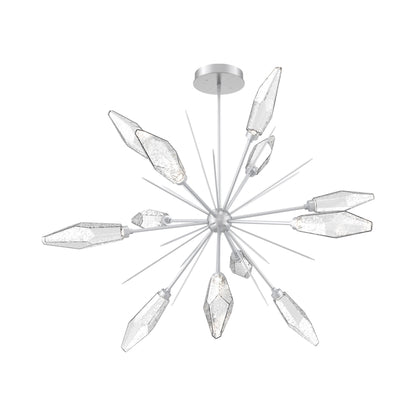 Rock Crystal Starburst LED Chandelier in Classic Silver/Clear Blown Glass (49.4-Inch).