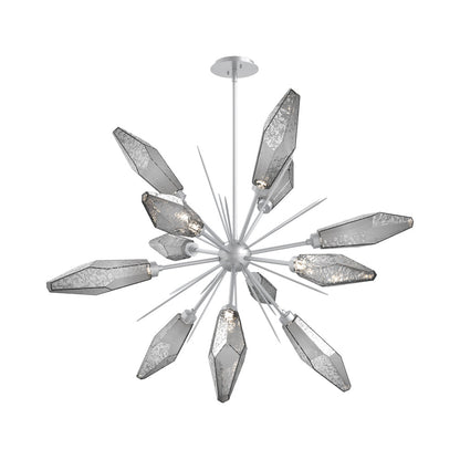 Rock Crystal Starburst LED Chandelier in Classic Silver/Smoke Blown Glass (37.7-Inch).