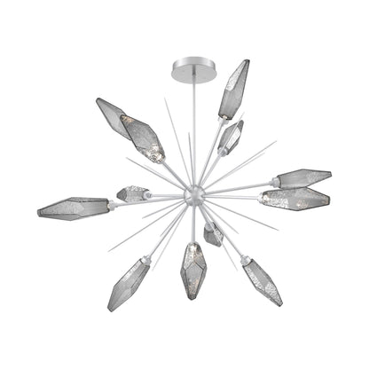 Rock Crystal Starburst LED Chandelier in Classic Silver/Smoke Blown Glass (49.4-Inch).