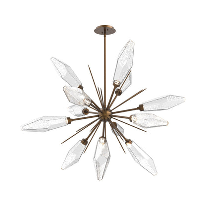 Rock Crystal Starburst LED Chandelier in Flat Bronze/Clear Blown Glass (37.7-Inch).