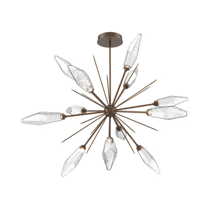 Rock Crystal Starburst LED Chandelier in Flat Bronze/Clear Blown Glass (49.4-Inch).