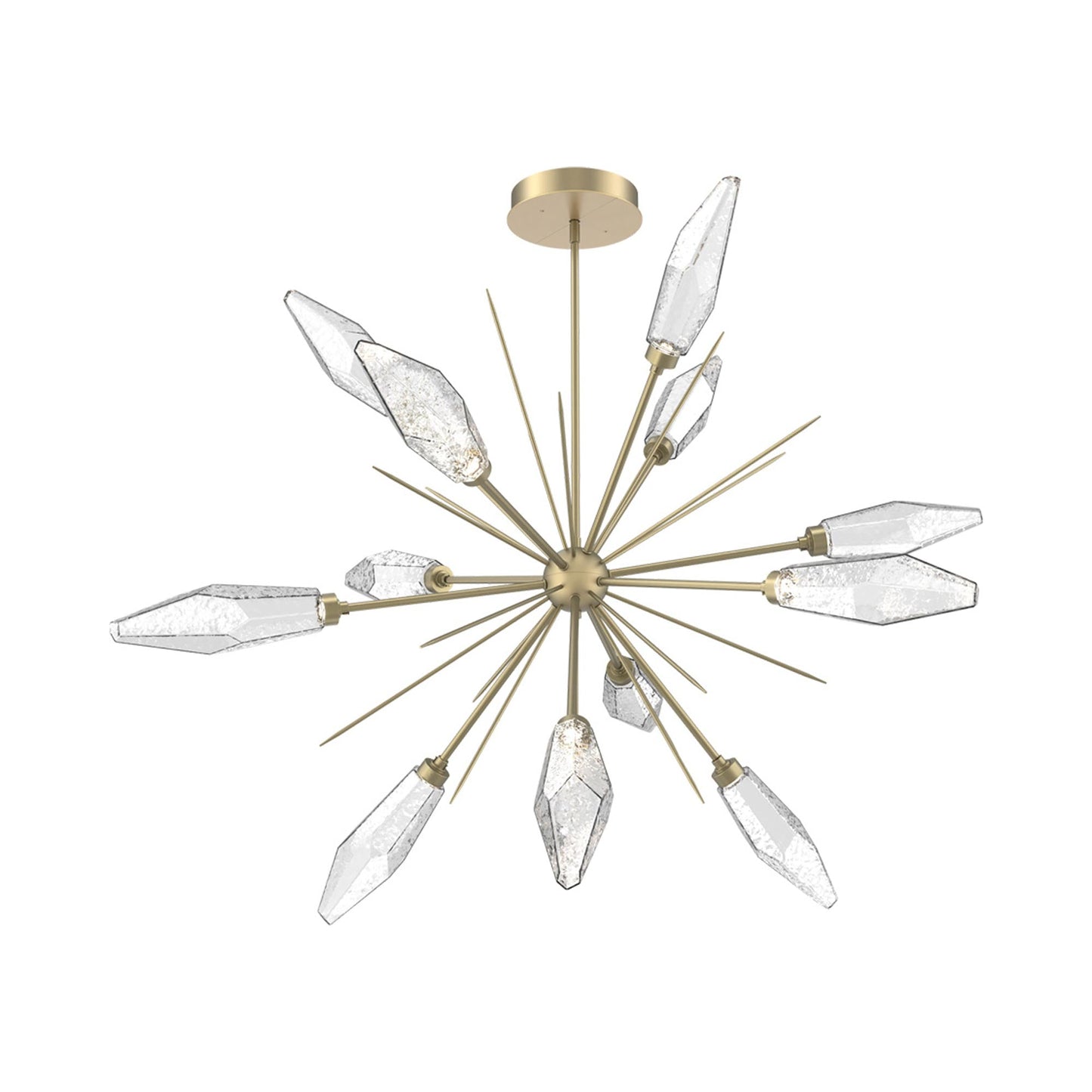 Rock Crystal Starburst LED Chandelier in Gilded Brass/Clear Blown Glass (49.4-Inch).