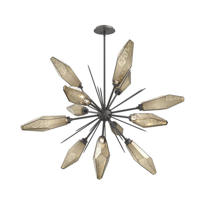 Rock Crystal Starburst LED Chandelier in Graphite/Bronze Blown Glass (37.7-Inch).