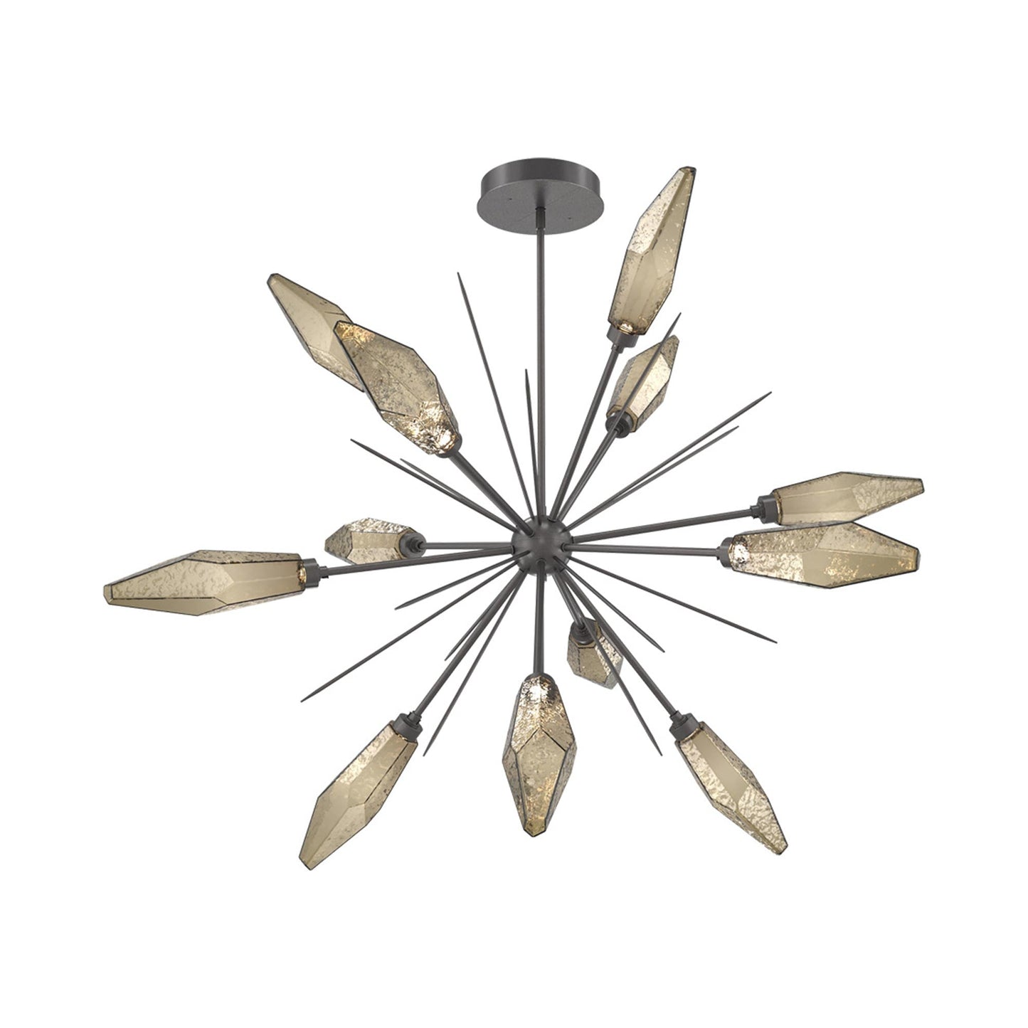 Rock Crystal Starburst LED Chandelier in Graphite/Bronze Blown Glass (49.4-Inch).