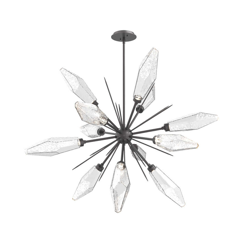 Rock Crystal Starburst LED Chandelier in Graphite/Clear Blown Glass (37.7-Inch).