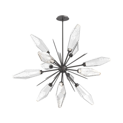 Rock Crystal Starburst LED Chandelier in Graphite/Clear Blown Glass (37.7-Inch).
