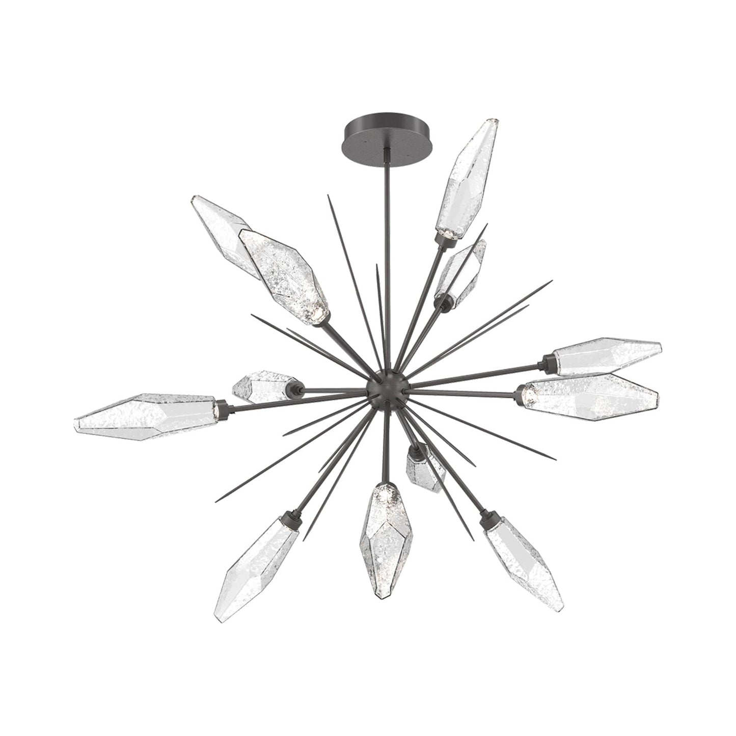 Rock Crystal Starburst LED Chandelier in Graphite/Clear Blown Glass (49.4-Inch).