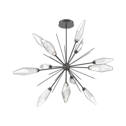 Rock Crystal Starburst LED Chandelier in Graphite/Clear Blown Glass (49.4-Inch).