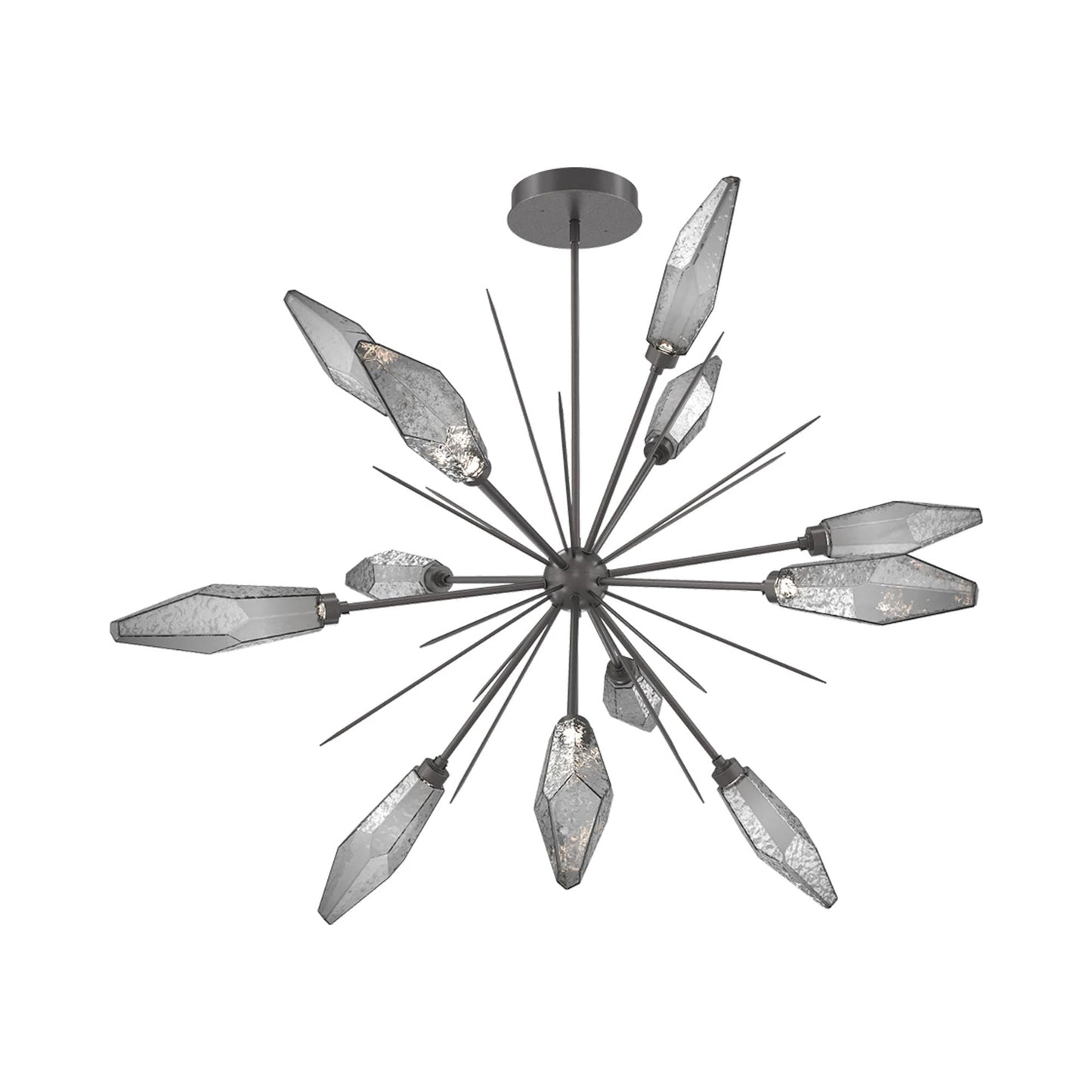 Rock Crystal Starburst LED Chandelier in Graphite/Smoke Blown Glass (49.4-Inch).