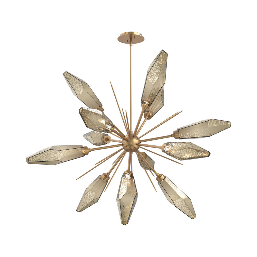 Rock Crystal Starburst LED Chandelier in Novel Brass/Bronze Blown Glass (37.7-Inch).