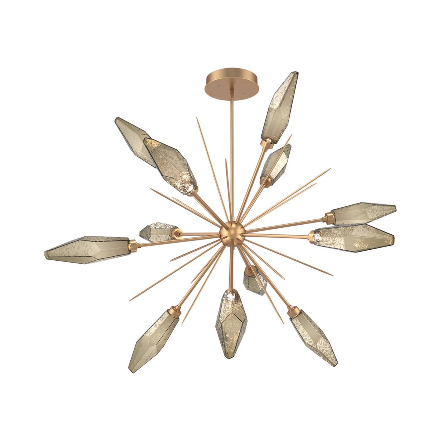 Rock Crystal Starburst LED Chandelier in Novel Brass/Bronze Blown Glass (49.4-Inch).