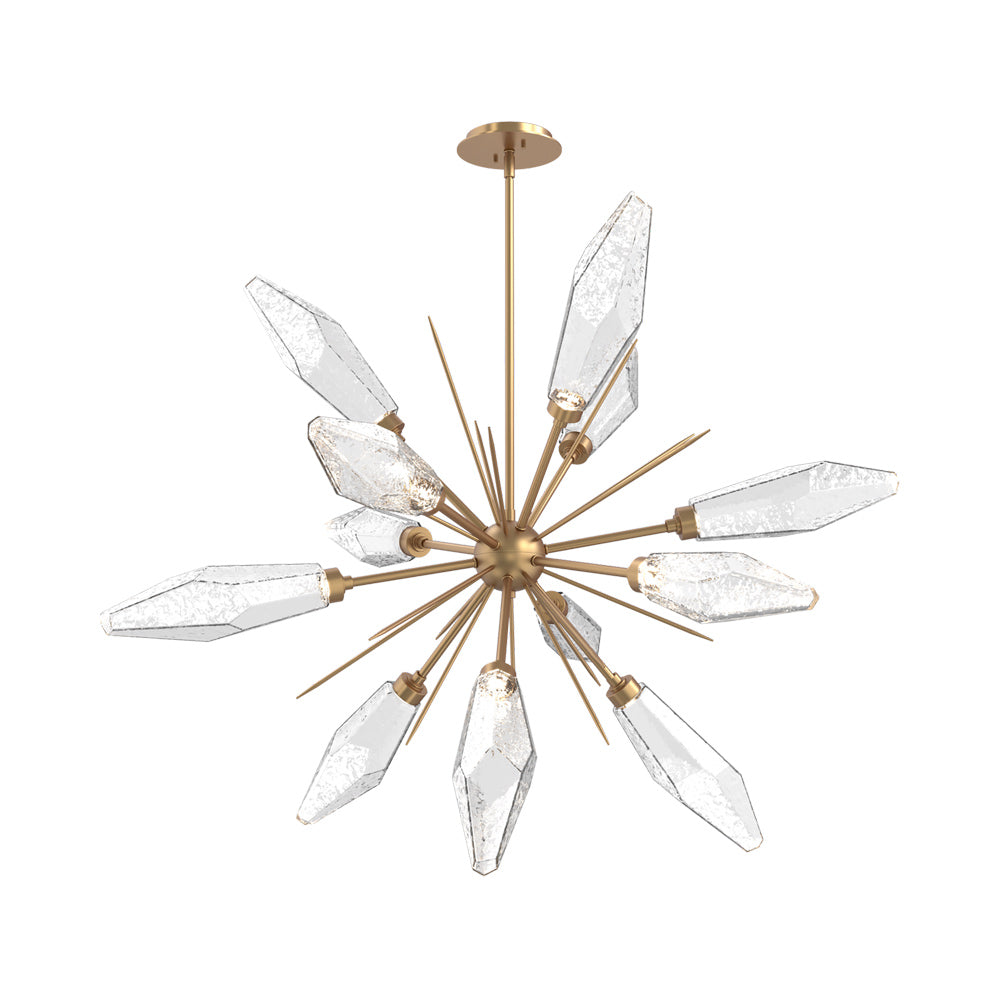 Rock Crystal Starburst LED Chandelier in Novel Brass/Clear Blown Glass (37.7-Inch).
