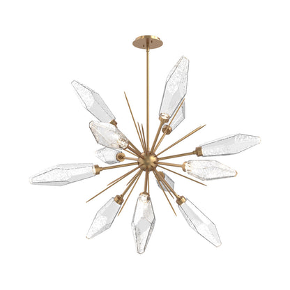 Rock Crystal Starburst LED Chandelier in Novel Brass/Clear Blown Glass (37.7-Inch).