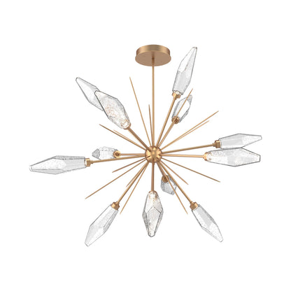Rock Crystal Starburst LED Chandelier in Novel Brass/Clear Blown Glass (49.4-Inch).