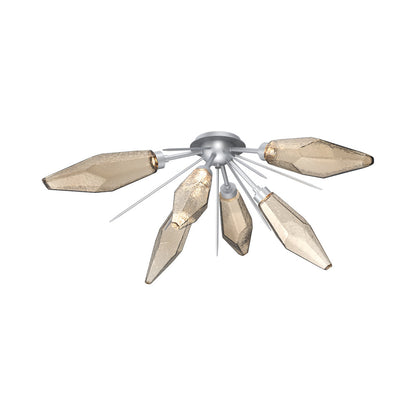 Rock Crystal Starburst LED Flush Mount Ceiling Light in Classic Silver/Bronze Blown Glass.