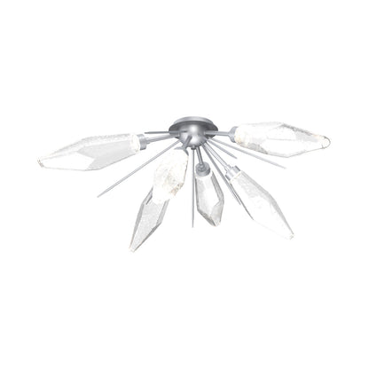 Rock Crystal Starburst LED Flush Mount Ceiling Light in Classic Silver/Clear Blown Glass.