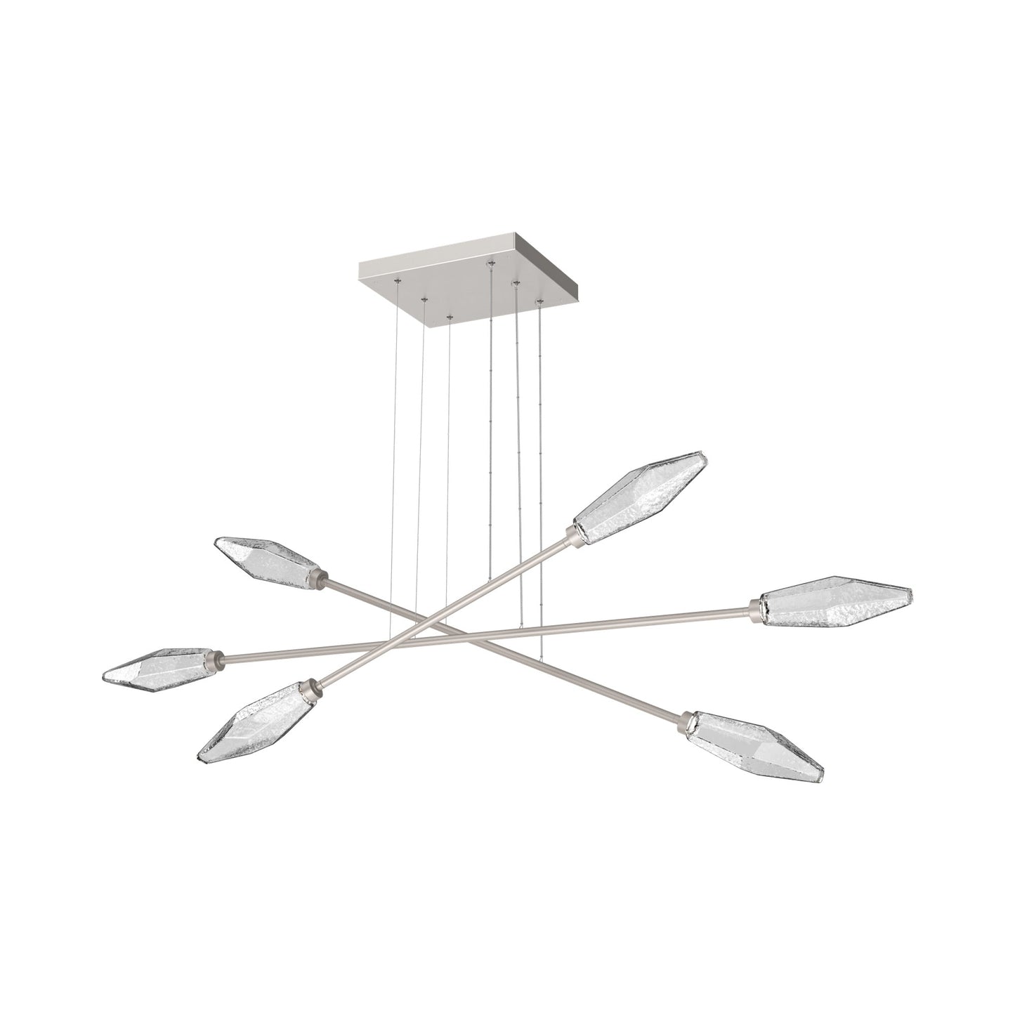 Rock Crystal Triple Moda Linear LED Chandelier in Beige Silver/Clear Blown Glass.
