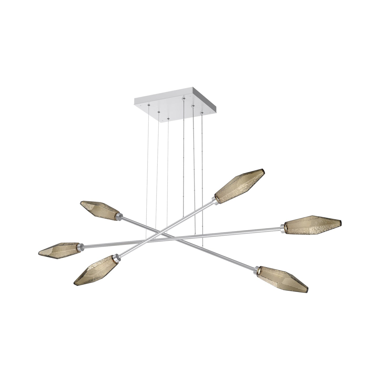 Rock Crystal Triple Moda Linear LED Chandelier in Classic Silver/Bronze Blown Glass.