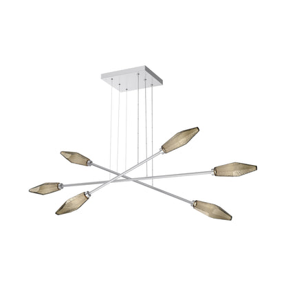 Rock Crystal Triple Moda Linear LED Chandelier in Classic Silver/Bronze Blown Glass.